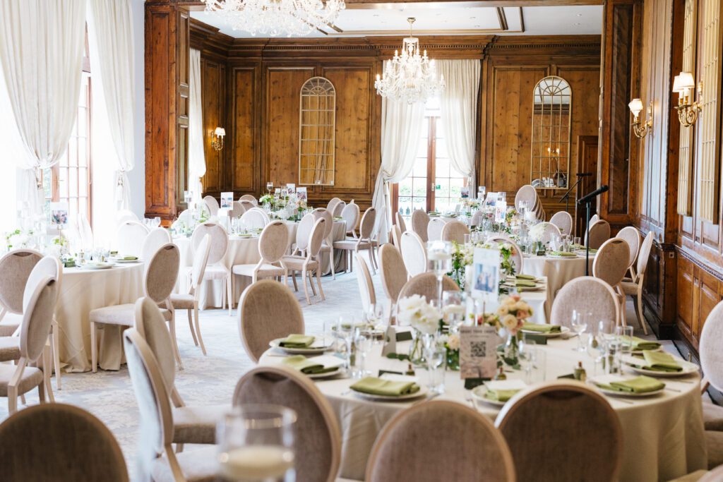 wedding breakfast at the ballroom in hedsor house