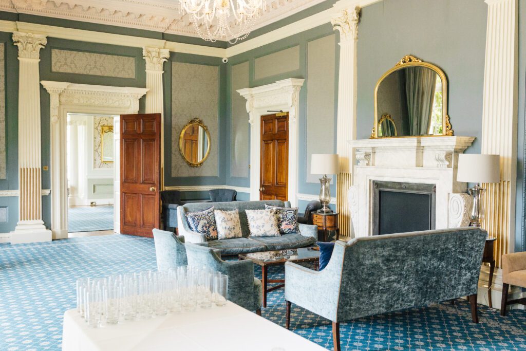 The Drawing room at Hedsor House for welcome drinks and snacks and drinks reception 